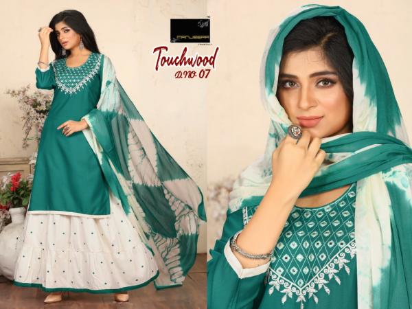  Manjeera Touchwood Rayon Designer Exclusive Readymade Suit